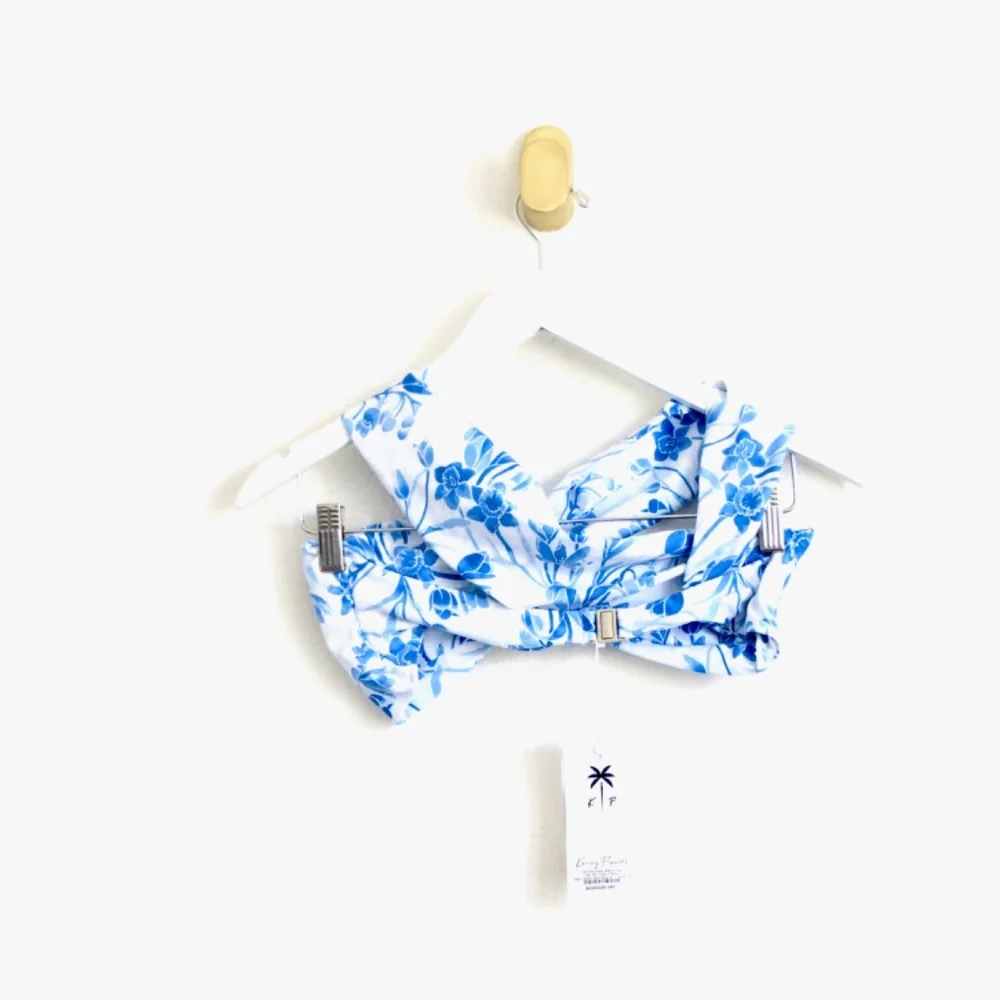 NEW! Kenny Flowers The Côte d'Azur Off the shoulder Bikini Top Blue SZ S